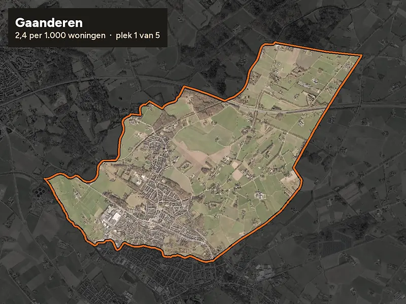 Luchtfoto van Gaanderen in Doetinchem, ingezoomd: 2,4 woninginbraken per 1.000 woningen per jaar