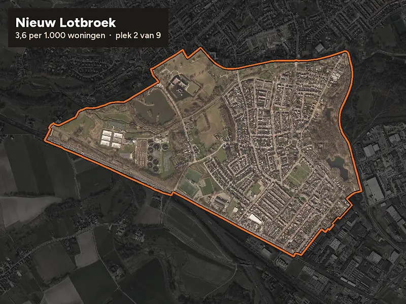 Luchtfoto van Nieuw Lotbroek in Heerlen, ingezoomd: 3,6 woninginbraken per 1.000 woningen per jaar