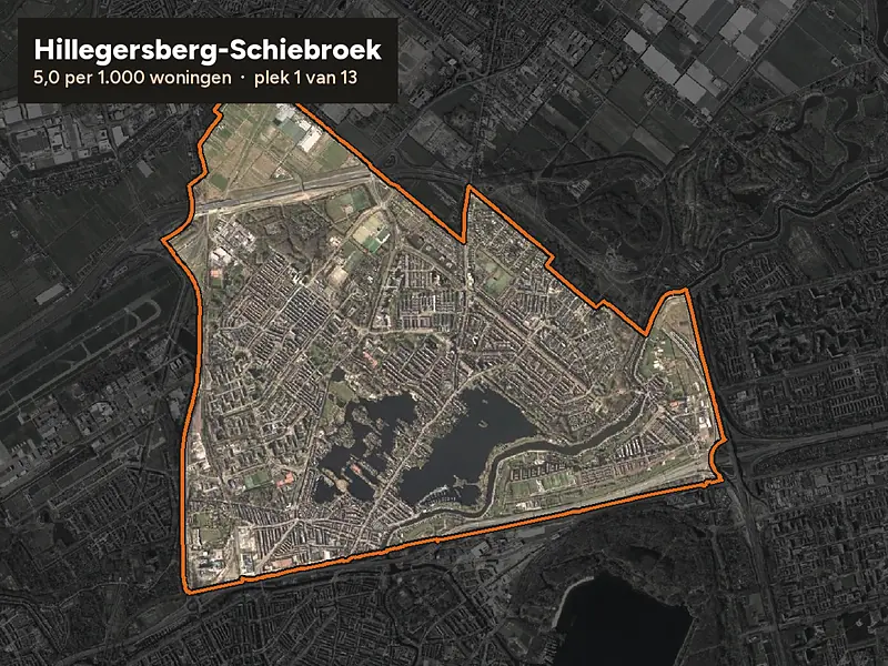 Luchtfoto van Hillegersberg-Schiebroek in Rotterdam, ingezoomd: 5,0 woninginbraken per 1.000 woningen per jaar