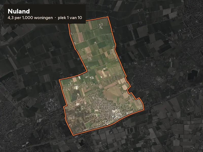 Luchtfoto van Nuland in ’s-Hertogenbosch, ingezoomd: 4,3 woninginbraken per 1.000 woningen per jaar